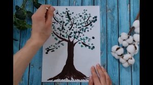 DIY Рисование ватными палочками. Сакура