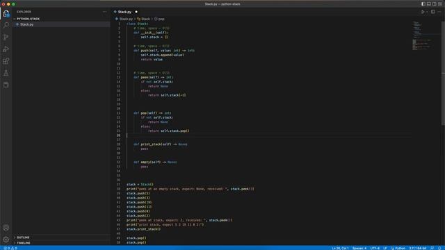 How to Implement Stack in Python | Time + Space Complexities | Push, Pop, Peek смотреть онлайн