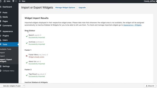 WordPress Import & Export Widgets смотреть онлайн