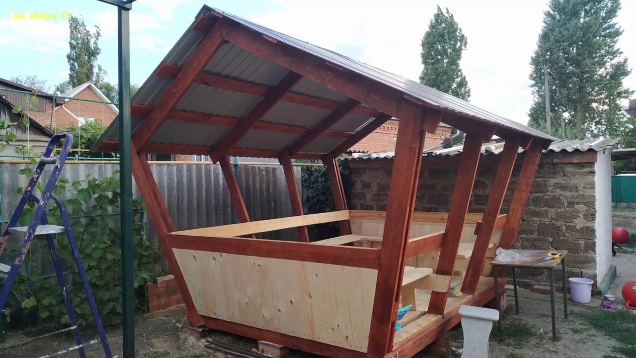 Беседка своими руками! Размеры, материал, сборка! Как сделать беседку? смотреть онлайн