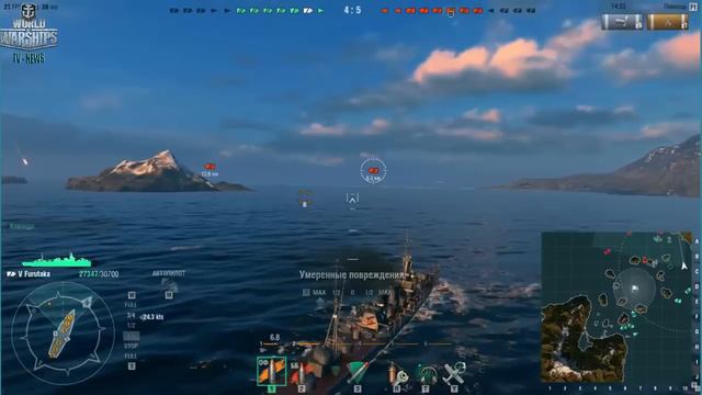 Японский крейсер Фурутака прохождение в игре World of warships какие снаряды бб или фугасы смотреть онлайн
