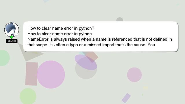 How to clear name error in python? смотреть онлайн