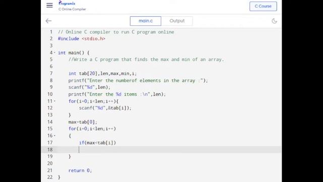 Write a C program that finds the max and min of an array. #coding #short смотреть онлайн
