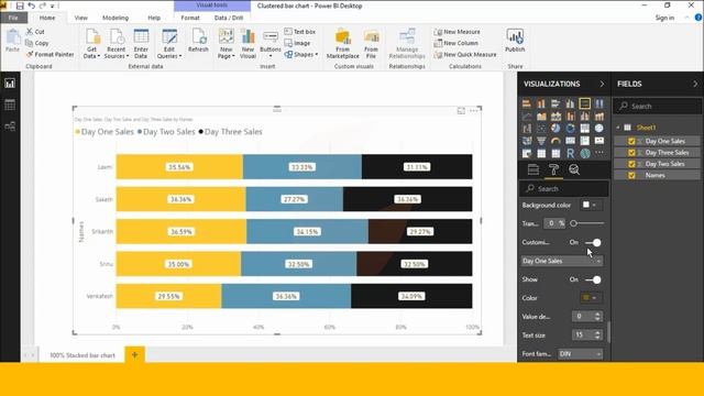 How to create 100% Stacked Column Chart in power bi desktop. part (12) смотреть онлайн