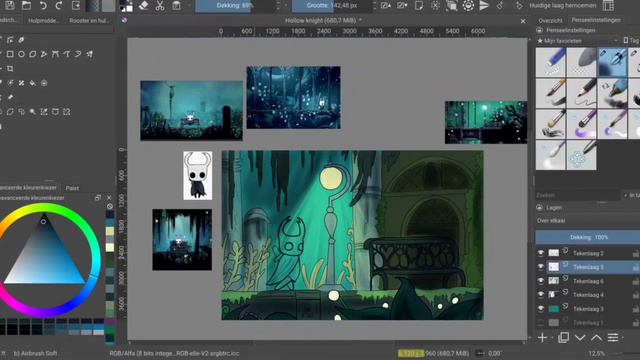 Reaching the bench - Hollow knight speedpaint in krita смотреть онлайн