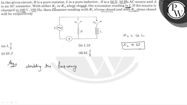 In the given circuit, \( R \) is a pure resistor, \( L \) is a pure inductor, \( S \) is a \( 50... смотреть онлайн