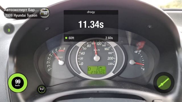 Разгон Hyundai Tucson 2008 год, 2.7 4AT, 175 л.с., 4WD, 0 - 100 км/ч, 402 метра. смотреть онлайн