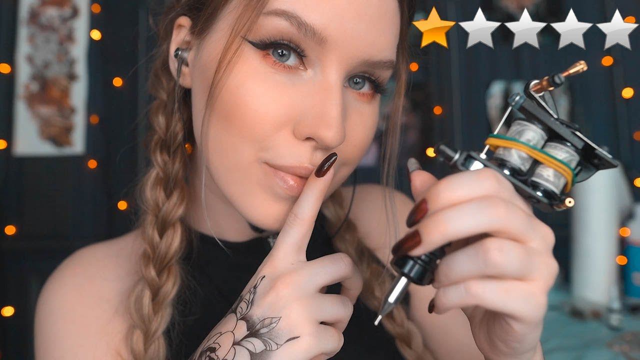 АСМР ТАТУ МАСТЕР В УЖАСНОМ САЛОНЕ ⭐ Пародия | ASMR Tattoo Artist (+Sub) смотреть онлайн