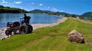 Испытание трансмиссии самодельного  трактора 4х4  + влог