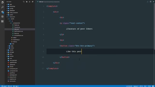 Social network in Laravel 5.3 and Vuejs 2.0 #45 Child components in vuejs - Like.vue component смотреть онлайн