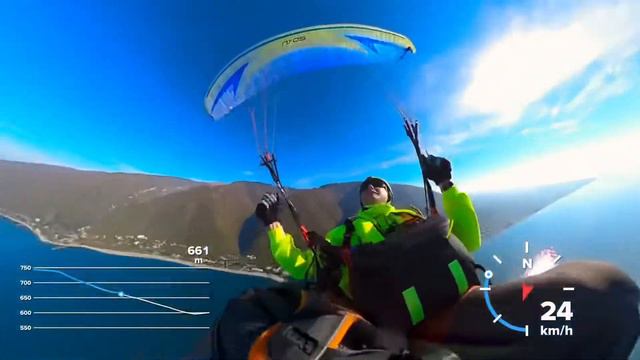 Срыв потока параплана, негативное вращение, переход в Хелик смотреть онлайн