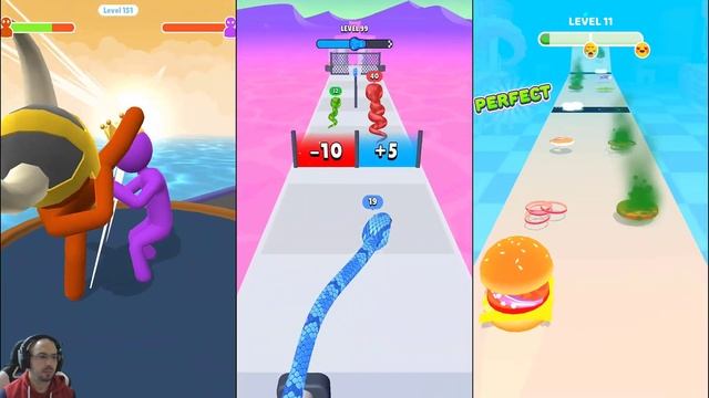 GIANT RUSH vs SNAKE RUN RACE vs BURGER RUSH - Satisfying Triple Gameplay BEST android GAMES смотреть онлайн