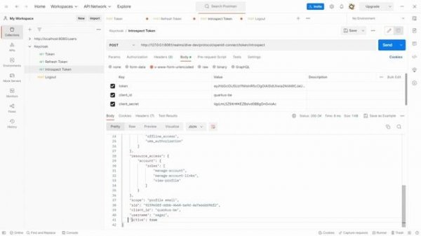 Part 3 - Using keycloak APIs to generate token, check the validity, and logout the user.