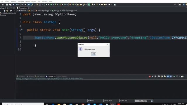 Java GUI Tutorial - Output result on Dialog Box using JOptionPane.showMessageDialog() method смотреть онлайн