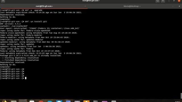 Установка Git в Linux | Fedora 33 смотреть онлайн