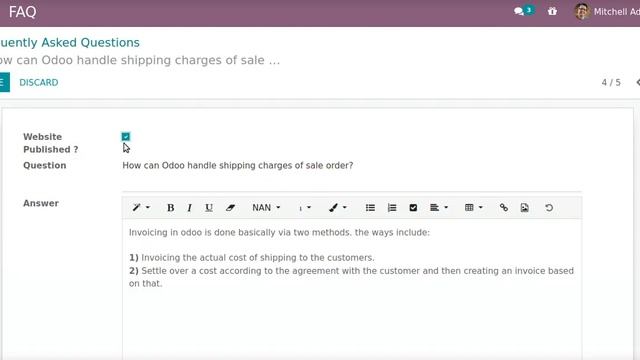 How To Add Frequently Asked Questions And Answer In Website | Odoo App Feature #odoo16