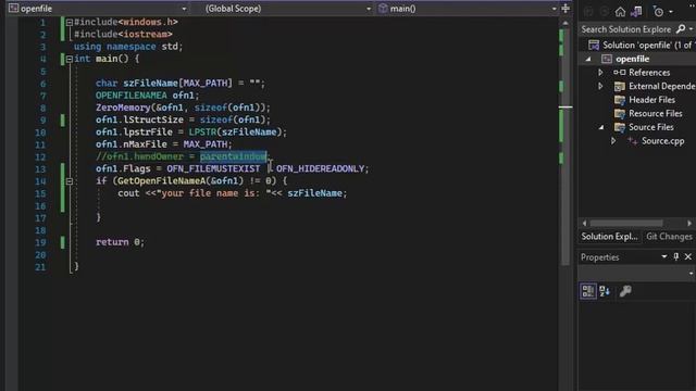OPENFILENAMEA example: the minimum code to open a file with c++ смотреть онлайн