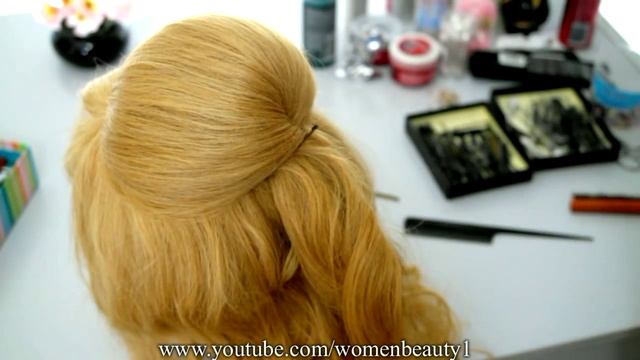 Romantic hairstyle with french waterfall braid for long hair. смотреть онлайн