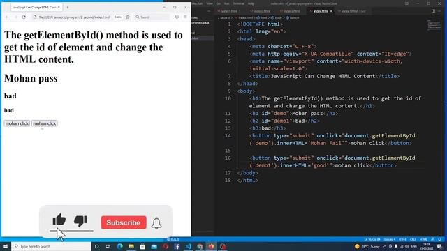 What is getElementById in JavaScript with example?  Why is getElementById used?
