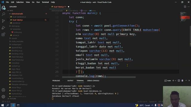 #40 Membuat Tabel dengan MariaDb dan Node js смотреть онлайн