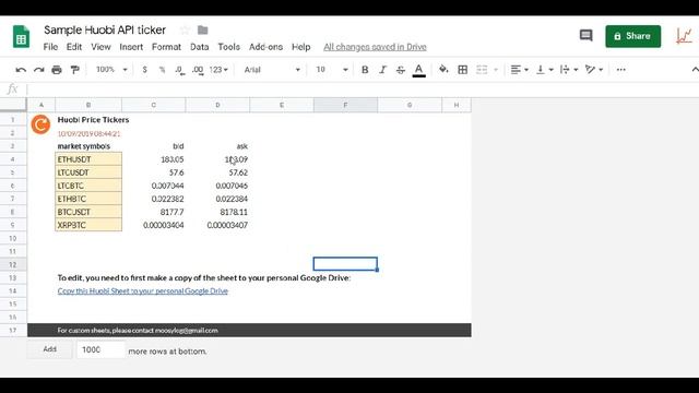 HOWTO: Huobi Pro API v1 Price Tickers Google Apps Script | Prices | code sheets | exchange | learn смотреть онлайн