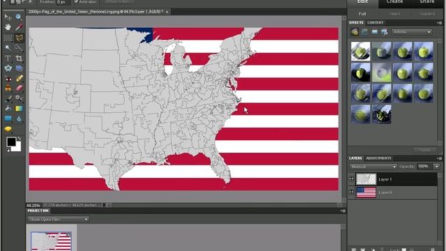 Apply USA Flag To USA Map In Photoshop Elements