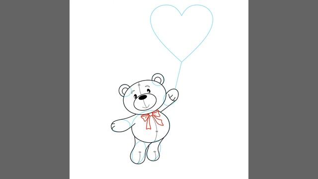 Valentine's day Bear/ День влюбленных, как рисовать к 14 февраля. смотреть онлайн
