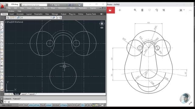 #24 || AUTOCAD MECHANICAL PRACTICE DRAWING || смотреть онлайн