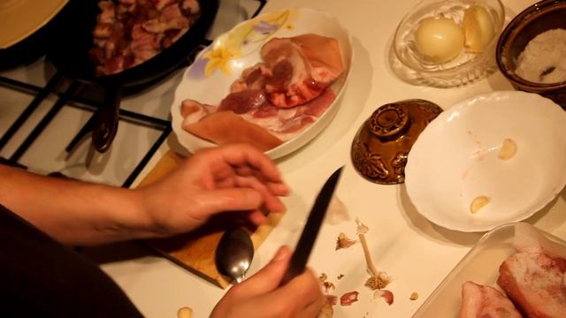 Свинина жареная с картошкой и заодно засолка сала смотреть онлайн