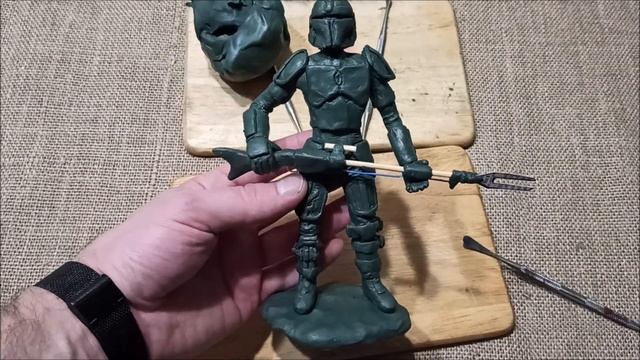 Слепил Мандалореца из Star Wars из пластилина своими руками. Видео лепка. смотреть онлайн