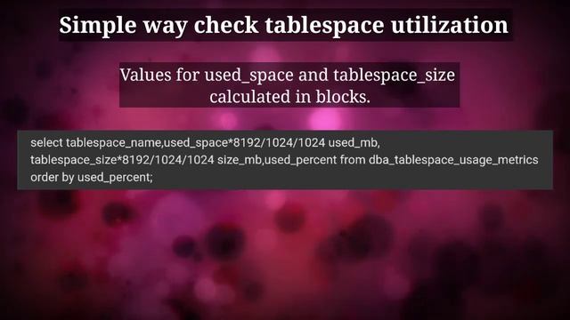 Easiest way to check tablespace utilization in Oracle Database. смотреть онлайн