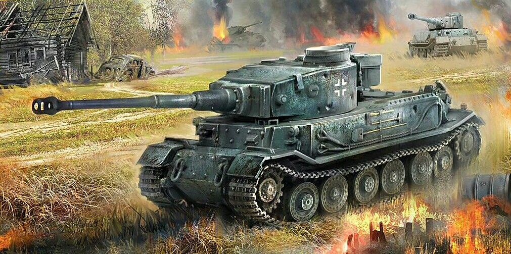 War Thunder. Аркадные бои. Тигр Порше БР 5,3 на карте Арктика Причал.