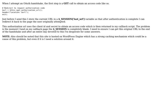 Wordpress: $_SESSION variables lost during OAuth callback смотреть онлайн