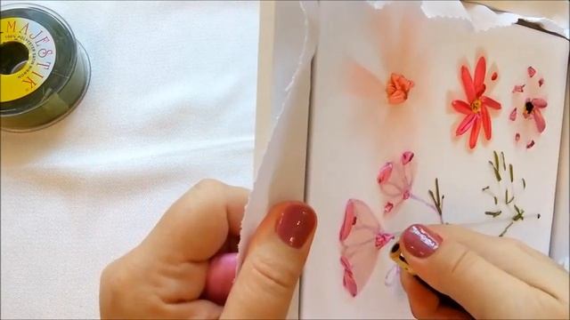 МК. Разные способы вышивки космеи. Часть 5. Цветок боком и бутон. Чашелистики. смотреть онлайн