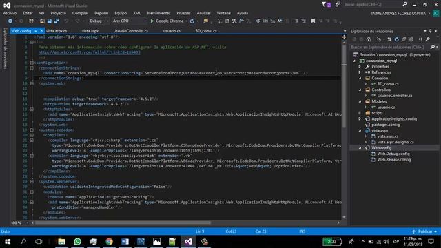 Cadena de conexión mysql para visual estudio asp.net y ejemplo de insert смотреть онлайн