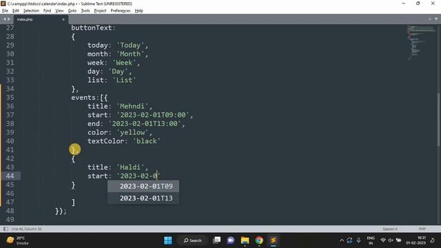 03 - How to create events in JavaScript FullCalendar with source code смотреть онлайн