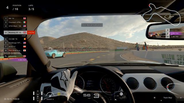 Gran Turismo SPORT race live recording Ford Mustang GT 15 at Willow Springs big willow смотреть онлайн
