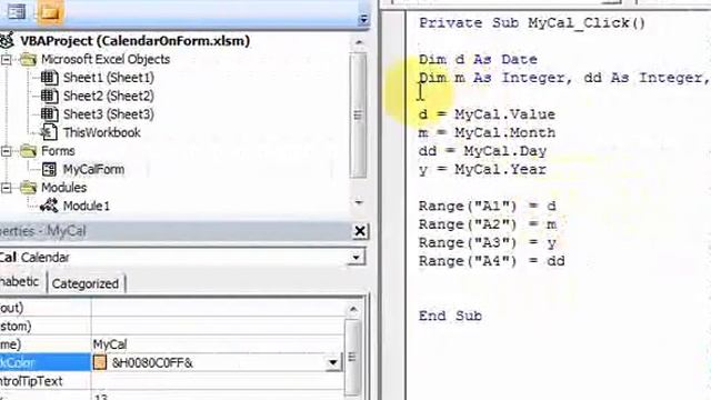 Put a Calendar on a VBA Form - Download files at ExcelVBASql.com! смотреть онлайн