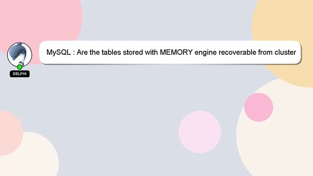 MySQL : Are the tables stored with MEMORY engine recoverable from cluster crash? смотреть онлайн
