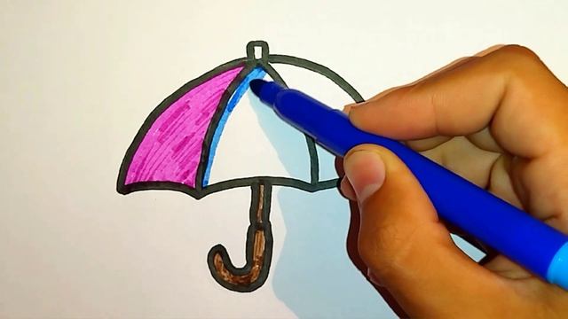 draw an umbrella for kids | нарисовать зонтик для детей | bolalar uchun soyabon chizish | смотреть онлайн
