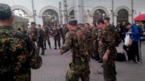 Прощание спецназа на казанском вокзале 28.04.2014