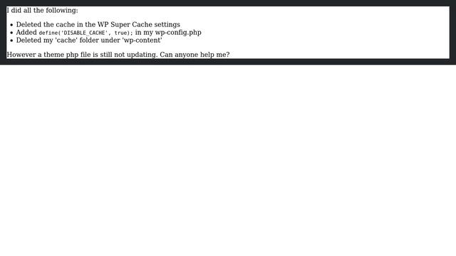 Wordpress: Cleared wp-cache and file is still not updated смотреть онлайн