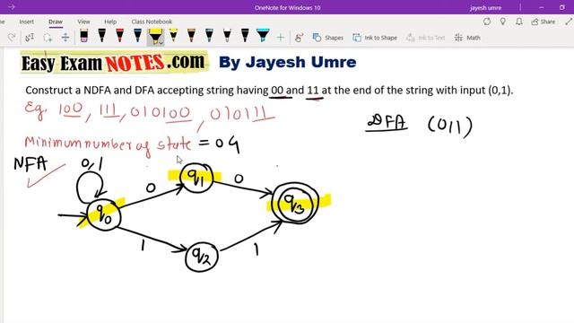 Lec-24 DFA NFA accepting string ending with 00 and 11 | Theory of computation | Jayesh Umre смотреть онлайн