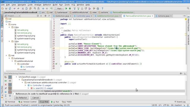 Java Swing Tutorial Adressbuch - Teil 5 Weitere Actions hinzufügen смотреть онлайн