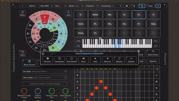4Pockets Progressions AUv3 Chord Generator Tutorial 4: Create your chords, see them as Music Sheet