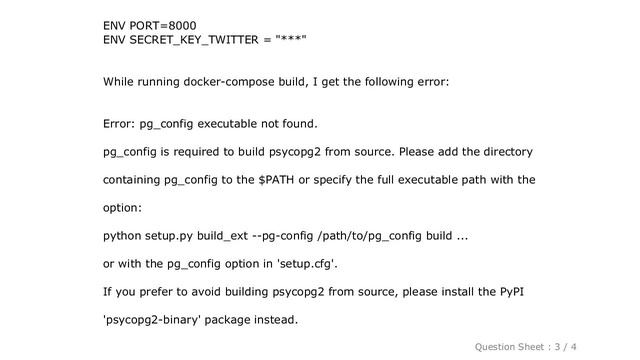 Django : Failing to install psycopg2-binary on new docker container смотреть онлайн