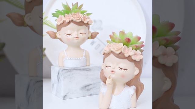Roogo New Design Little Fairy Girl Flower Pots Succulent Plant Pots Wholesale Garden Planters