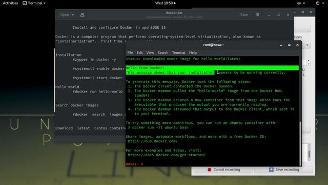 Docker Installation on OpenSUSE 15 and Testing смотреть онлайн