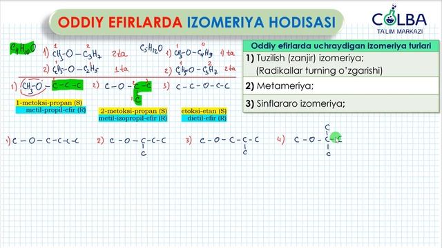 ORGANIK KIMYO. ODDIY EFIRLAR. KISLORODLI ORGANIK BIRIKMALAR смотреть онлайн
