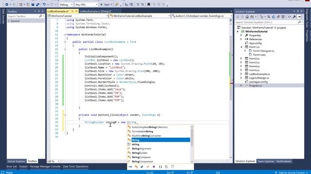 ListBox in Windows Forms C# смотреть онлайн